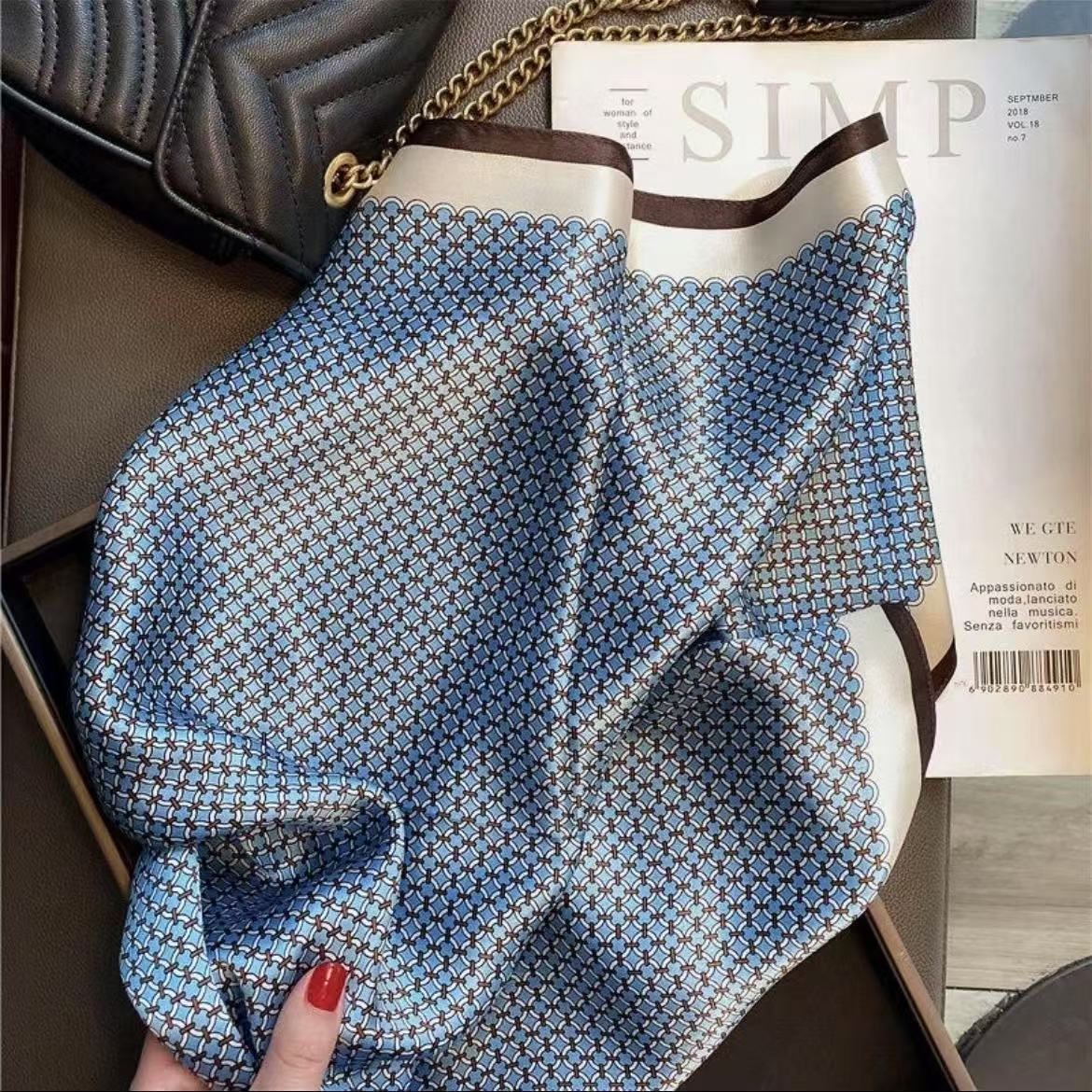 Silk Crepe Satin 53 Small Square Towel High-end Women