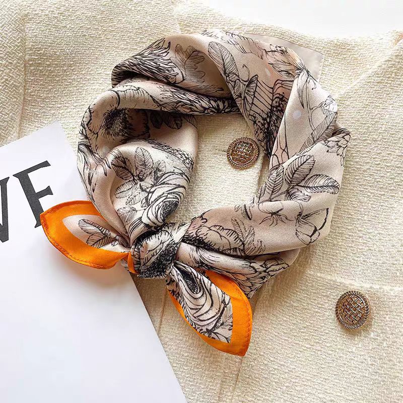 Silk Crepe Satin 53 Small Square Towel High-end Women