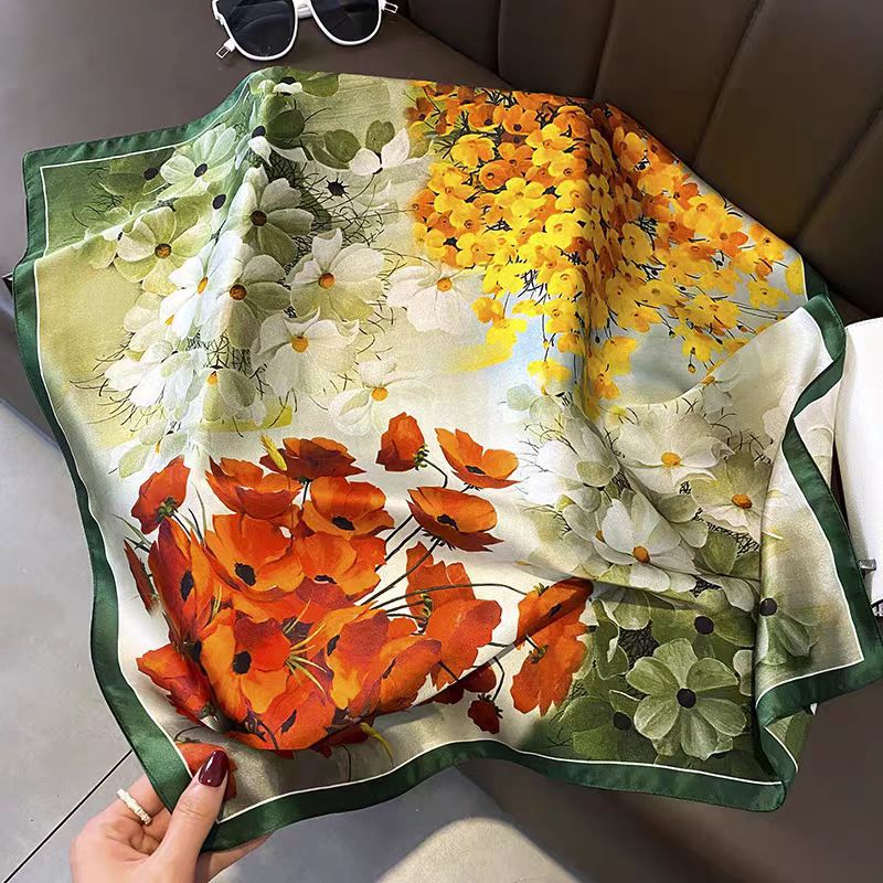 Silk Crepe Satin 53 Small Square Towel High-end Women