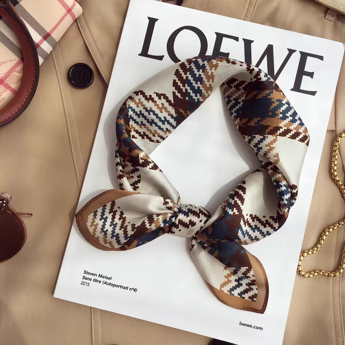 Silk Crepe Satin 53 Small Square Towel High-end Women