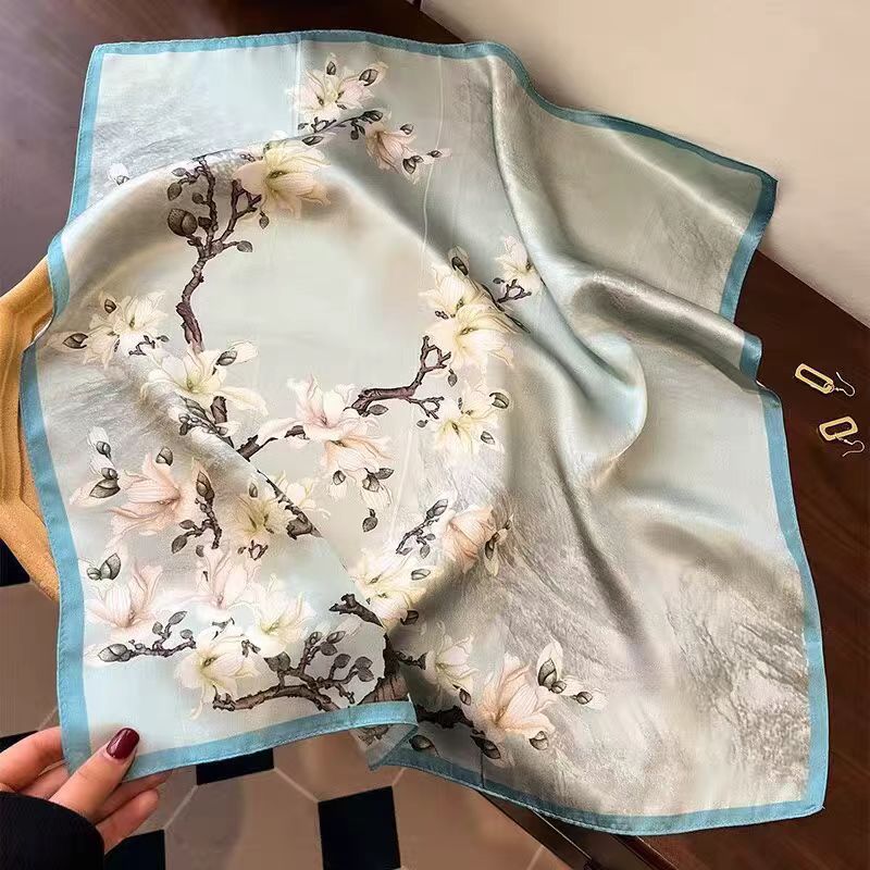 Silk Crepe Satin 53 Small Square Towel High-end Women