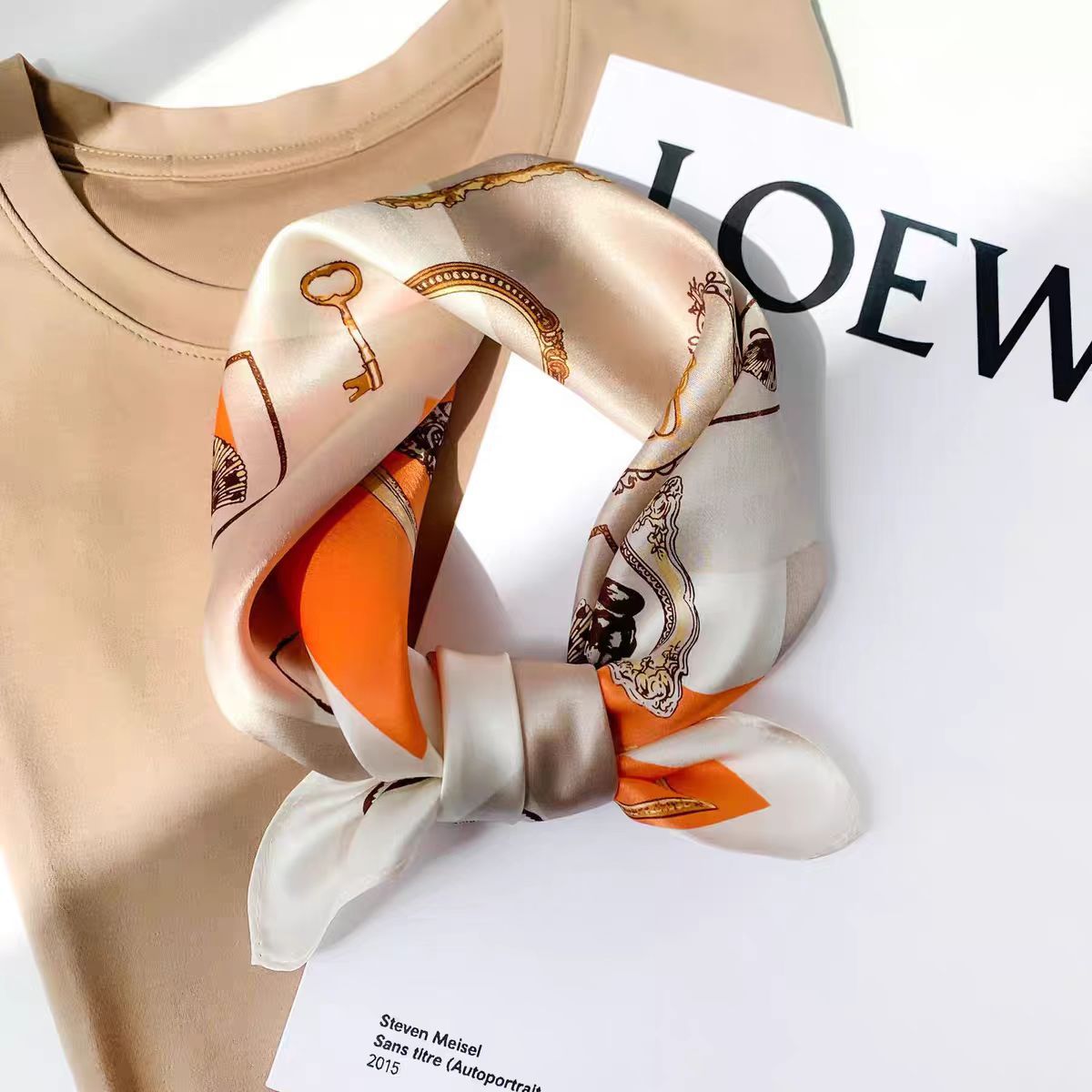 Silk Crepe Satin 53 Small Square Towel High-end Women