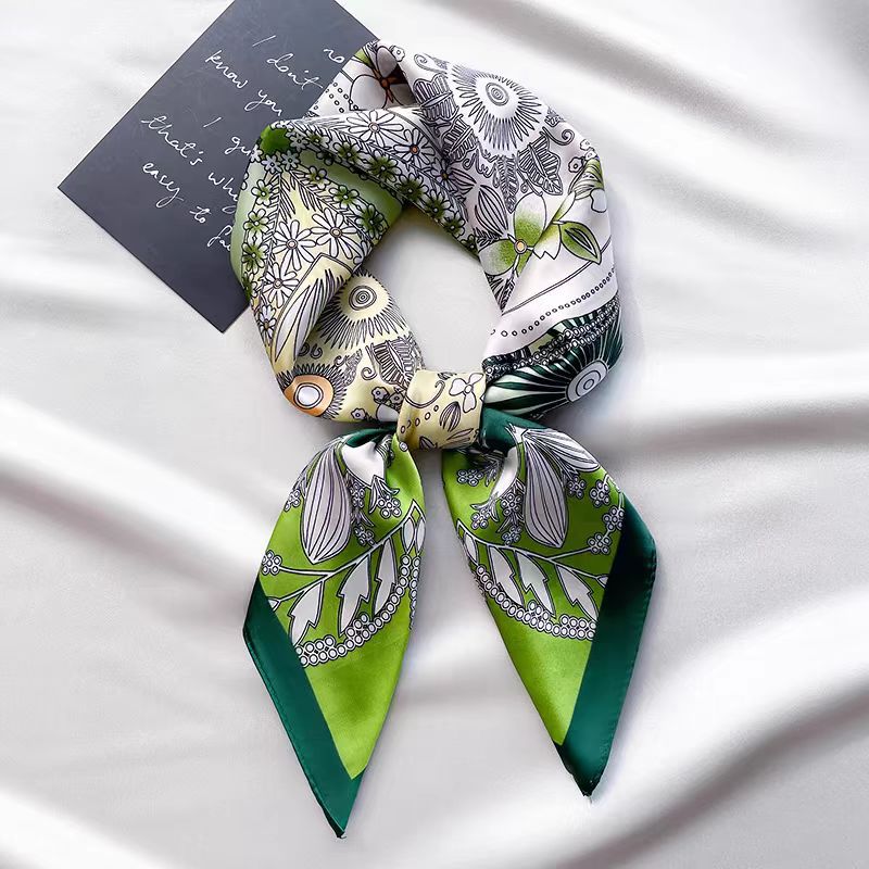 Silk Crepe Satin 53 Small Square Towel High-end Women