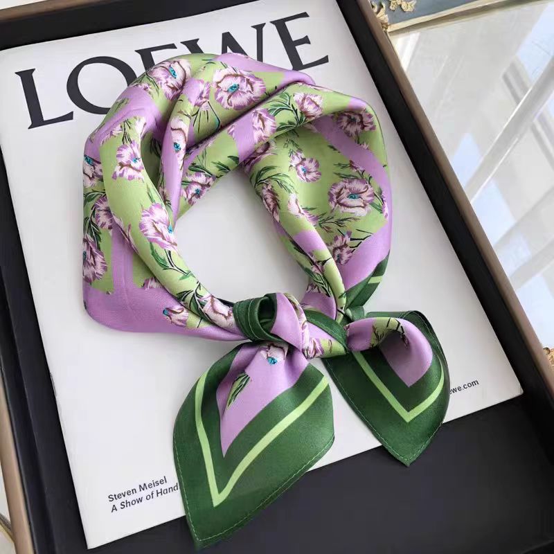 Silk Crepe Satin 53 Small Square Towel High-end Women