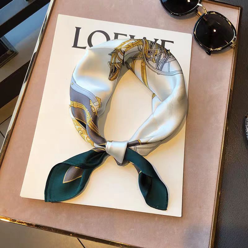 Silk Crepe Satin 53 Small Square Towel High-end Women