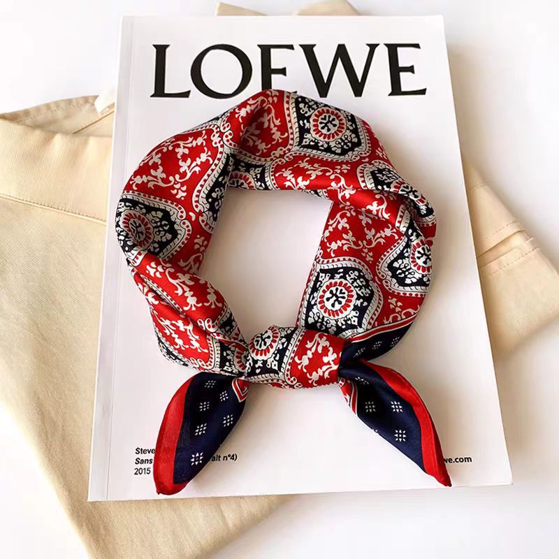 Silk Crepe Satin 53 Small Square Towel High-end Women