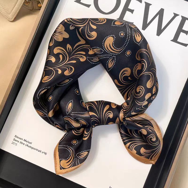 Silk Crepe Satin 53 Small Square Towel High-end Women