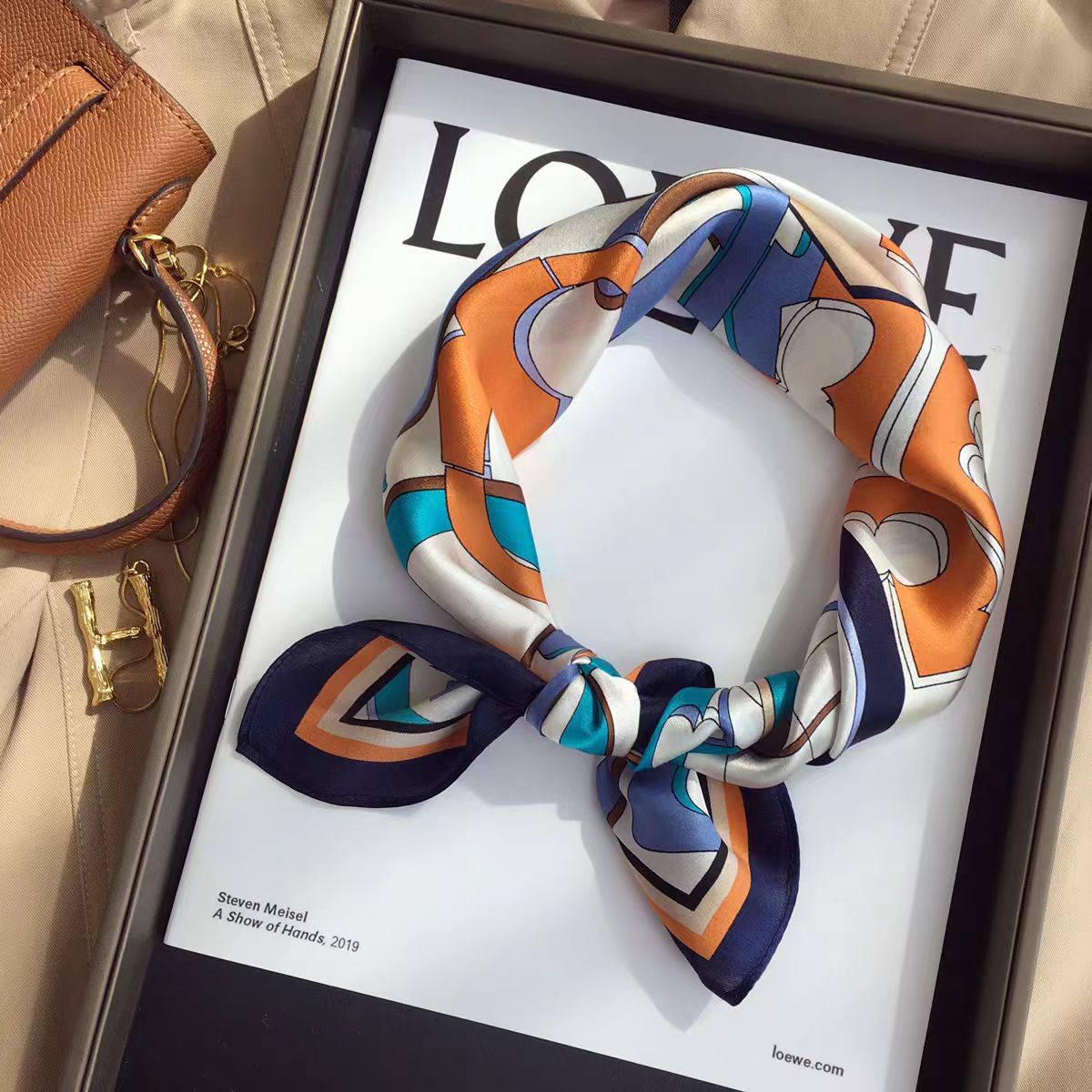 Silk Crepe Satin 53 Small Square Towel High-end Women