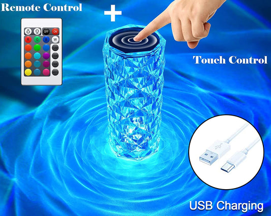 6604 Crystal Touch Night Light (16 Colors) - Rose Diamond Table Lamp With Remote Control Usb Table Lamp Romantic Date Lighting Decor For Festival Bedroom Dining Room