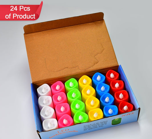 6425 24pcs Festival Decorative - Led Tealight Candles  Battery Operated Candle Ideal For Party Wedding Birthday Gifts (Multi Color)